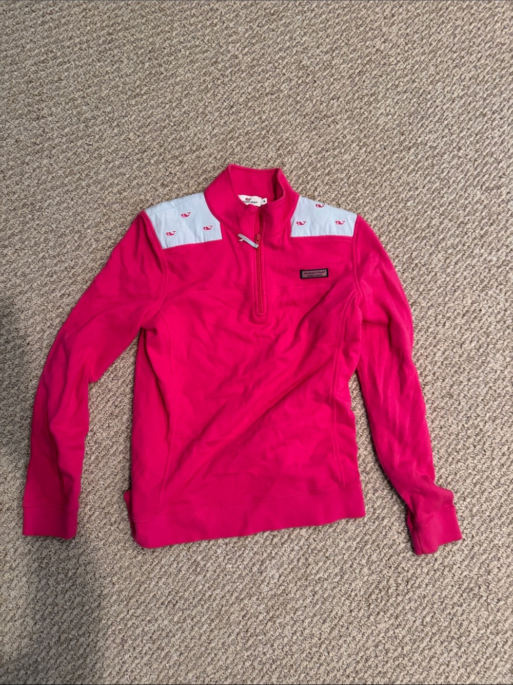 Vineyard Vines Hot Pink Quarter-Zip with whales